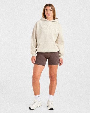 Athletics Applique Oversized Hoodie - Sand: The Ultimate Comfort Upgrade