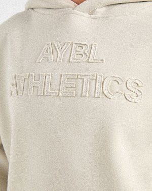 Athletics Applique Oversized Hoodie - Sand: The Ultimate Comfort Upgrade