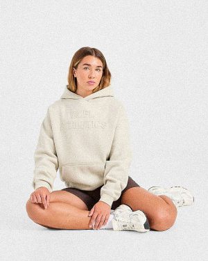 Athletics Applique Oversized Hoodie - Sand: The Ultimate Comfort Upgrade