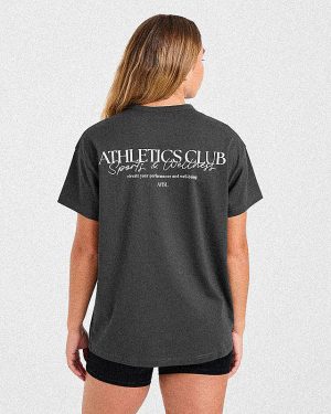 Athletics Club Oversized T Shirt - Charcoal: The Ultimate Blend of Comfort and Style