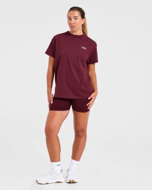Athletics Club Oversized T-Shirt: Red Wine/Pink Edition
