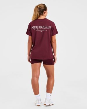 Athletics Club Oversized T-Shirt: Red Wine/Pink Edition