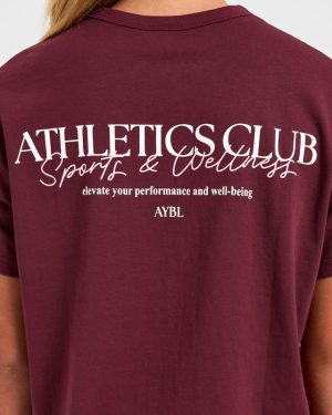 Athletics Club Oversized T-Shirt: Red Wine/Pink Edition
