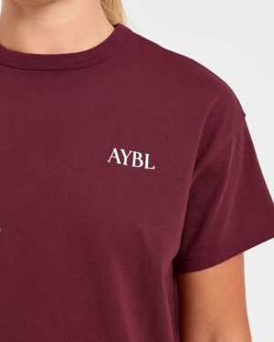 Athletics Club Oversized T-Shirt: Red Wine/Pink Edition