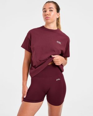 Athletics Club Oversized T-Shirt: Red Wine/Pink Edition