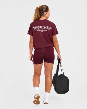 Athletics Club Oversized T-Shirt: Red Wine/Pink Edition