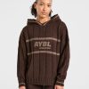 Athletics Oversized Knitted Hoodie - Brown: The Ultimate Cold-Weather Essential