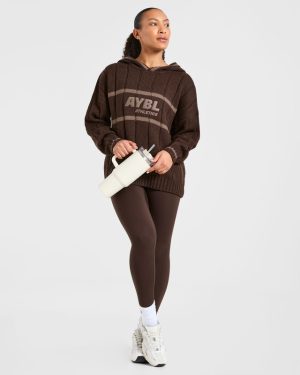 Athletics Oversized Knitted Hoodie - Brown: The Ultimate Cold-Weather Essential
