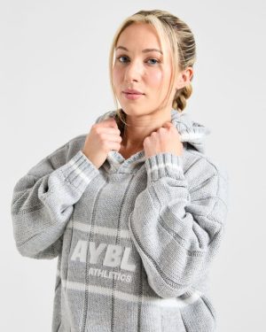 Athletics Oversized Knitted Hoodie - Grey Marl: The Ultimate Winter Essential