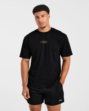 Athletics Performance T Shirt - Black/Orange | Premium Cotton Comfort