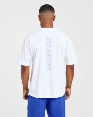 Athletics Performance T Shirt - White/Blue: The Ultimate Cotton Staple