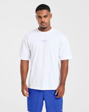 Athletics Performance T Shirt - White/Blue: The Ultimate Cotton Staple