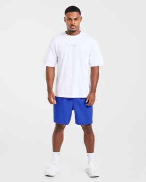 Athletics Performance T Shirt - White/Blue: The Ultimate Cotton Staple