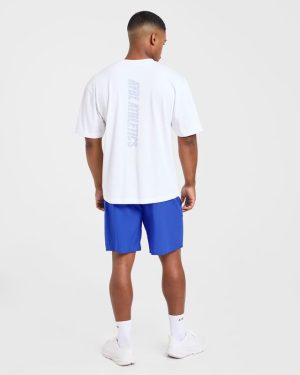 Athletics Performance T Shirt - White/Blue: The Ultimate Cotton Staple