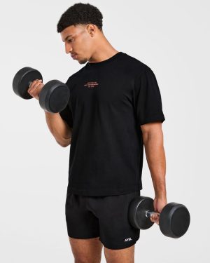 Athletics Performance T Shirt - Black/Orange | Premium Cotton Comfort