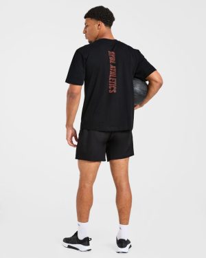 Athletics Performance T Shirt - Black/Orange | Premium Cotton Comfort
