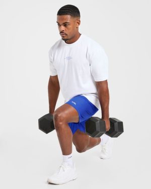 Athletics Performance T Shirt - White/Blue: The Ultimate Cotton Staple