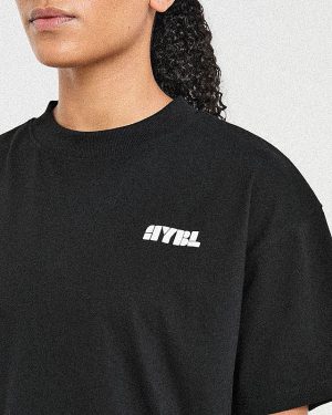 Athletics Retro Oversized T Shirt - Black