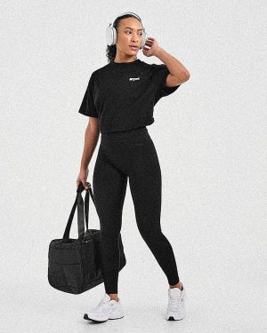 Athletics Retro Oversized T Shirt - Black