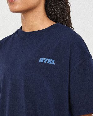 Athletics Retro Oversized T Shirt - Navy: The Ultimate Comfort & Style Statement