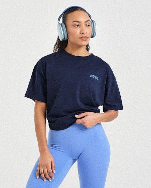 Athletics Retro Oversized T Shirt - Navy: The Ultimate Comfort & Style Statement