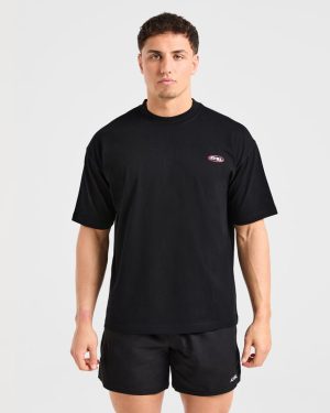 Athletics Script Oversized T Shirt - Black: The Ultimate Comfort Upgrade