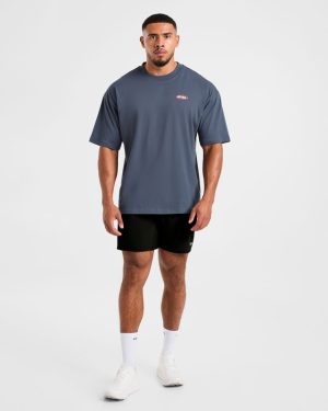 Athletics Script Oversized T Shirt - Vintage Blue: The Ultimate Comfort Staple