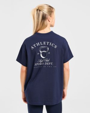Athletics Sport Dept Oversized T Shirt - Navy: The Ultimate Blend of Comfort and Style