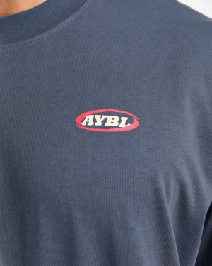 Athletics Script Oversized T Shirt - Vintage Blue: The Ultimate Comfort Staple