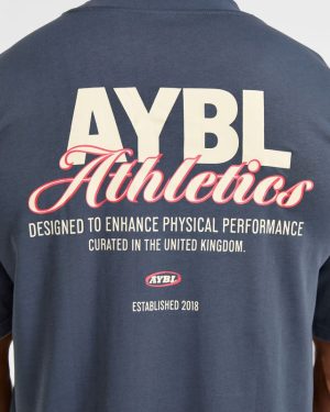 Athletics Script Oversized T Shirt - Vintage Blue: The Ultimate Comfort Staple