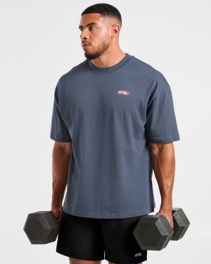 Athletics Script Oversized T Shirt - Vintage Blue: The Ultimate Comfort Staple