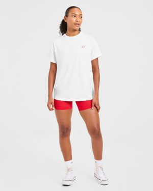 Athletics Sport Dept Oversized T-Shirt - White/Red: The Ultimate Comfort & Style Fusion