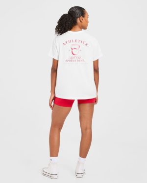 Athletics Sport Dept Oversized T-Shirt - White/Red: The Ultimate Comfort & Style Fusion