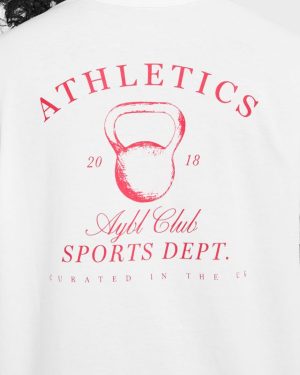 Athletics Sport Dept Oversized T-Shirt - White/Red: The Ultimate Comfort & Style Fusion