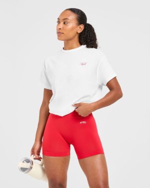 Athletics Sport Dept Oversized T-Shirt - White/Red: The Ultimate Comfort & Style Fusion