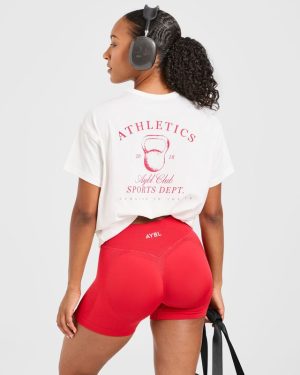 Athletics Sport Dept Oversized T-Shirt - White/Red: The Ultimate Comfort & Style Fusion