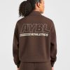 Athletics Track Oversized 1/4 Zip Pullover - Brown/Sand
