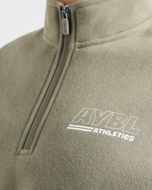 Athletics Track Oversized 1/4 Zip Pullover - Muted Olive