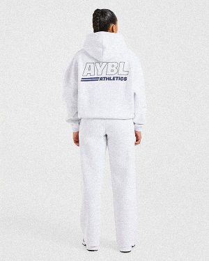 Athletics Track Oversized Hoodie - Heather Grey/Navy