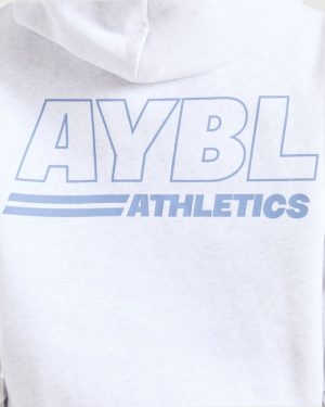 Athletics Track Oversized Hoodie - Heather Grey/Slate Blue