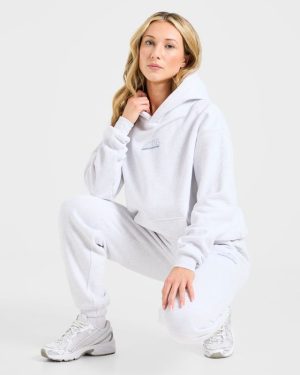 Athletics Track Oversized Hoodie - Heather Grey/Slate Blue