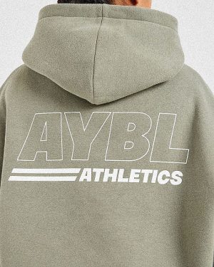 Athletics Track Oversized Hoodie - Muted Olive: The Ultimate Comfort Upgrade