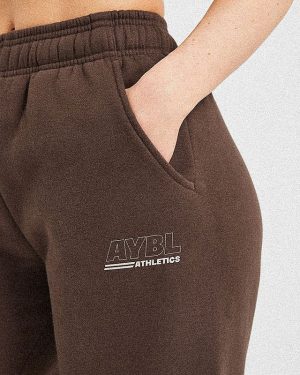 Athletics Track Oversized Straight Leg Joggers - Brown/Sand