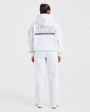 Athletics Track Oversized Straight Leg Joggers - Heather Grey/Navy