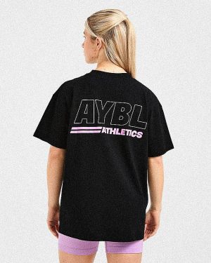 Athletics Track Oversized T Shirt - Black/Pink: The Ultimate Comfort & Style Statement