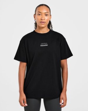 Athletics Track Oversized T Shirt - Black/White
