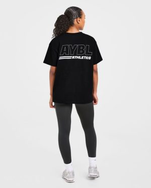 Athletics Track Oversized T Shirt - Black/White