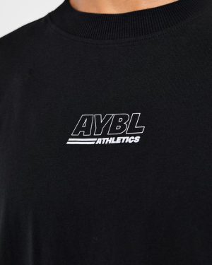 Athletics Track Oversized T Shirt - Black/White