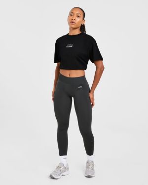 Athletics Track Oversized T Shirt - Black/White