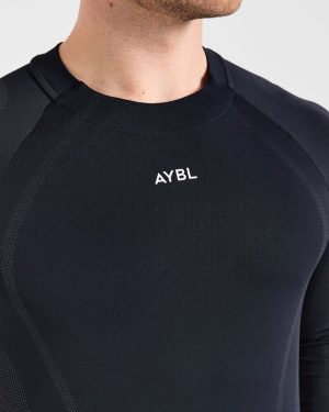 Attain Seamless Long Sleeve T Shirt - Black: The Ultimate Performance Essential